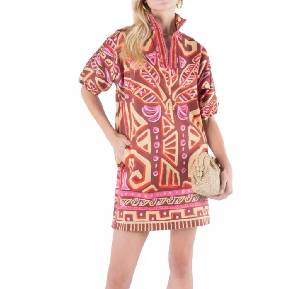 NEW EMILY MCCARTHY tribal palm poppy dress in multicolor